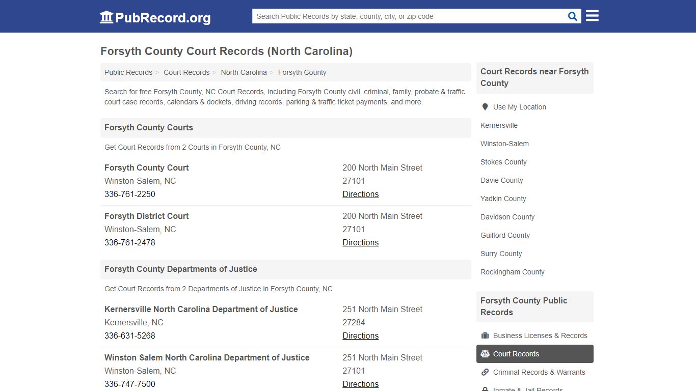 Forsyth County Court Records (North Carolina) - PubRecord.org